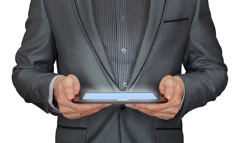 a person holding a tablet